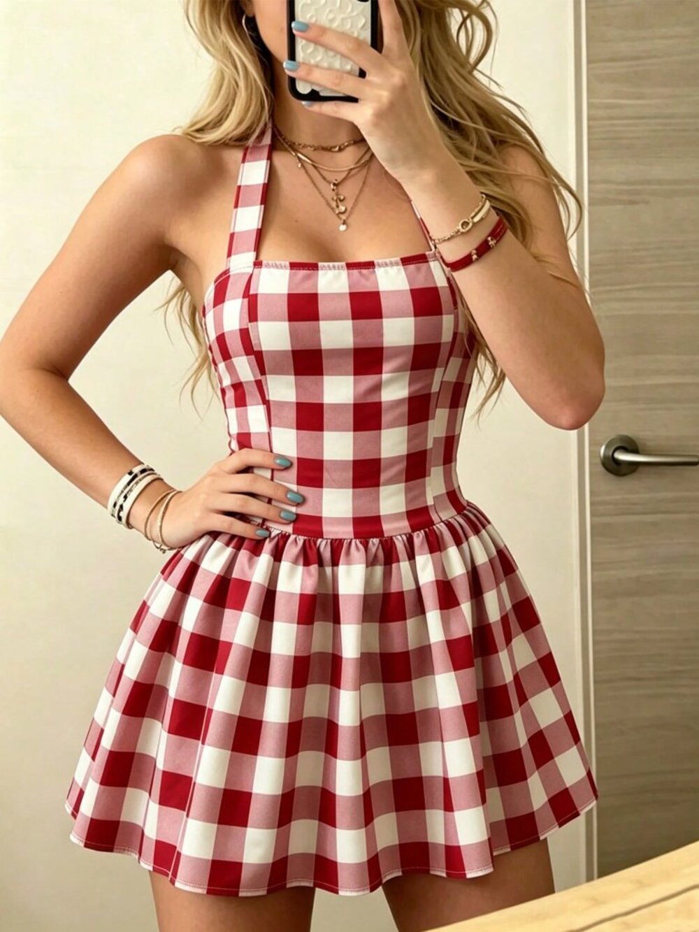 Multicolor Elegant Women's Chic Flared Mini Sundress - Picture 4 of 5